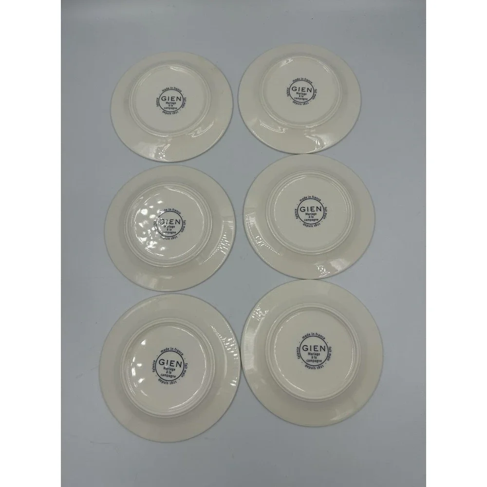 Gien Mariage à la campagne Faience Plates Set of 6,6 in Round Made in France
